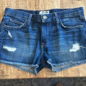 Current/Elliott Dark Blue Distressed Jean Shorts
